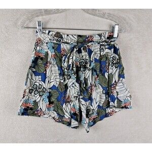 Hayden Women's Floral Tie Elastic Waist Pull On Shorts Size S